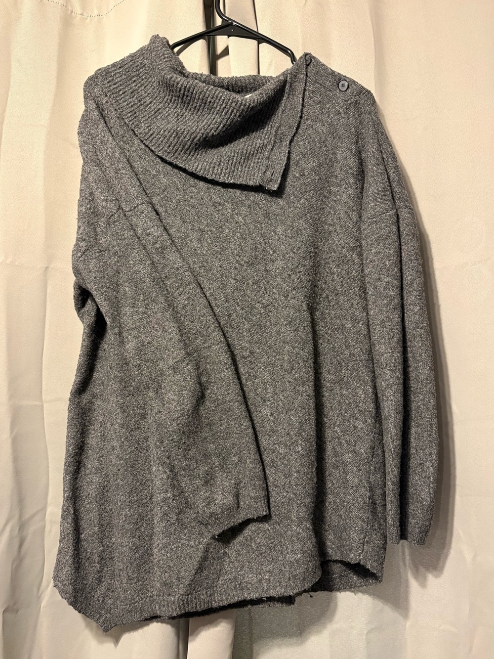 Soft Surroundings Gray Asymmetrical Cowl Turtleneck Sweater